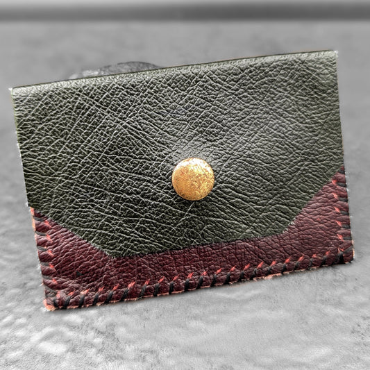 Burgundy and Green Compact Wallet