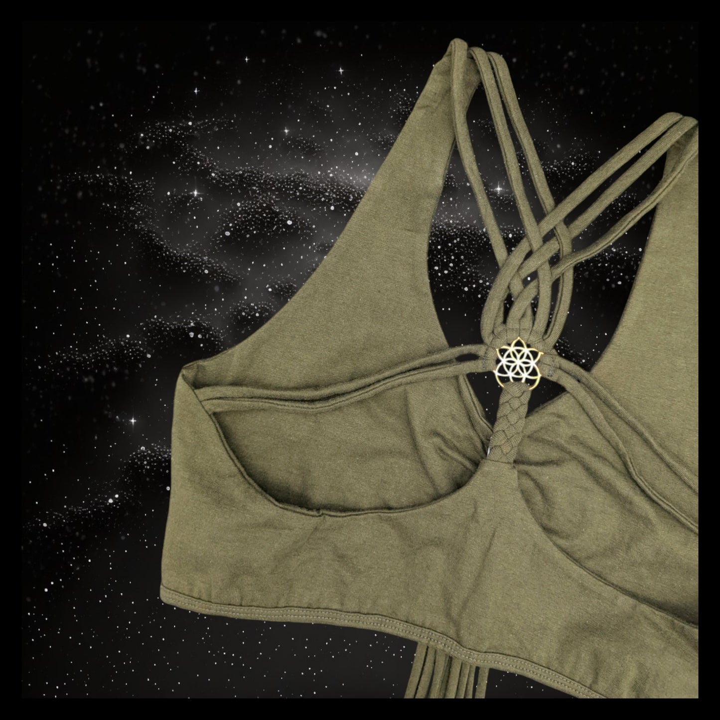 Cropped Yoga Top with Interlace Back & Mandala