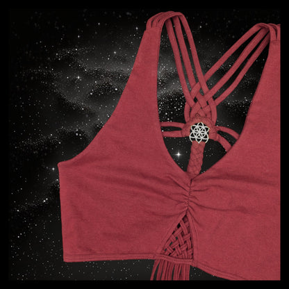 Cropped Yoga Top with Interlace Back & Mandala
